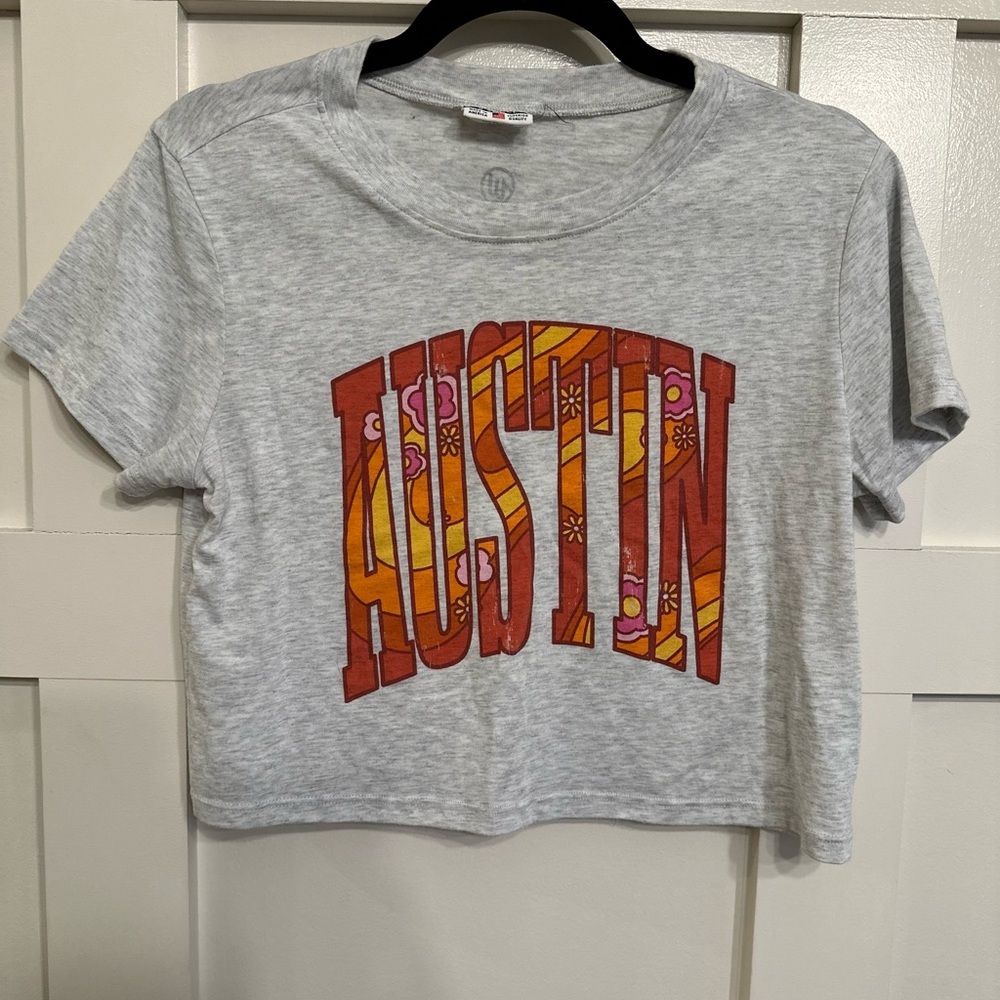 Gray Austin Texas Womens Graphic Crop Top